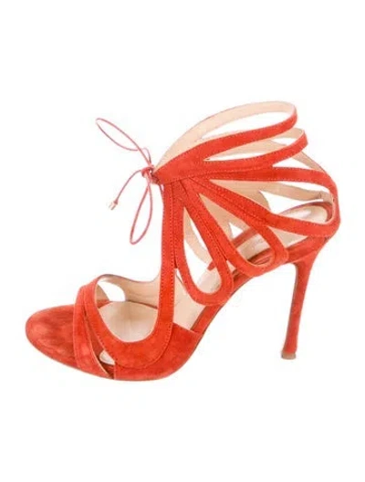 Pre-owned Chelsea Paris Suede Gladiator Sandals In Orange