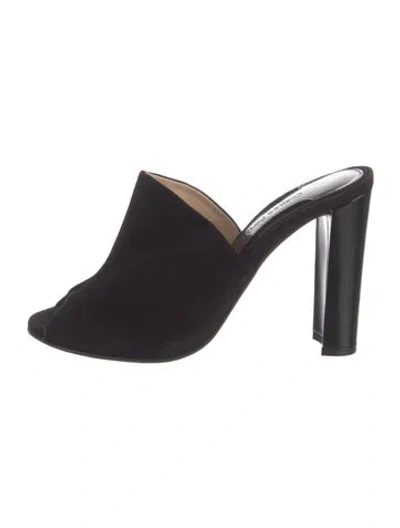 Pre-owned Chelsea Paris Suede Mules In Black