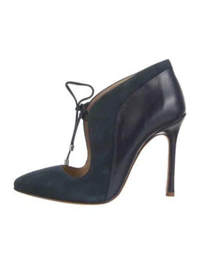 Pre-owned Chelsea Paris Suede T-strap Pumps In Blue