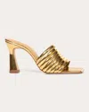 Chelsea Paris Ace Womens Metallic Strappy Mule Sandals In Gold