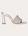 Chelsea Paris Women's Ace Swarovski-crystal Embellished Metallic-leather Mule In Silver