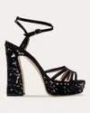 Chelsea Paris Women's Tems Sequin-embellished Satin Platform Sandal In Black