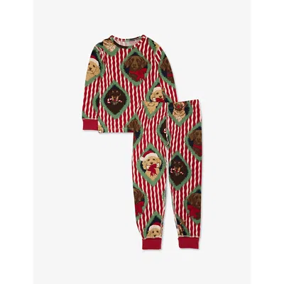 Chelsea Peers Kids' Istmas Chip And Friends Graphic-print Jersey Pyjama Set 1-12 Years Red