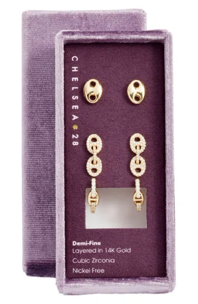 Chelsea28 3-pack Cubic Zirconia Earrings In Gold