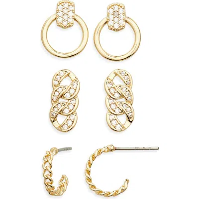 Chelsea28 3 Pairs Of Demi Fine Link Earrings In Gold