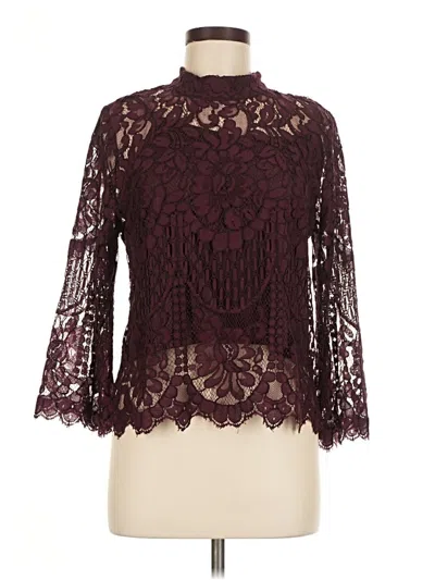 Pre-owned Chelsea28 3/4 Sleeve Blouse In Burgundy