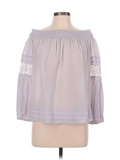 Pre-owned Chelsea28 3/4 Sleeve Silk Top Gray Off The Shoulder Neckline Tops