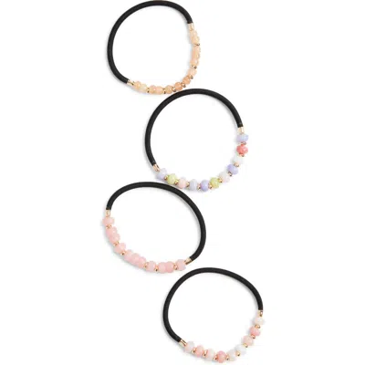 Chelsea28 4-pack Beaded Ponytail Holders In Brown