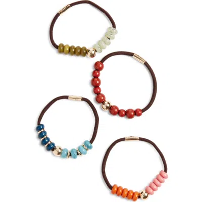 Chelsea28 4-pack Beaded Ponytail Holders In Gray