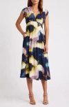 Chelsea28 Abstract Print Midi Dress In Navy Multi