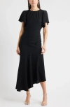 Chelsea28 Asymmetric Crepe Maxi Dress In Black