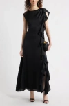 Chelsea28 Asymmetric Ruffle A-line Dress In Black