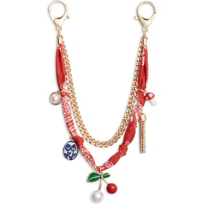 Chelsea28 Bandana Bag Charm In Red Multi- Gold
