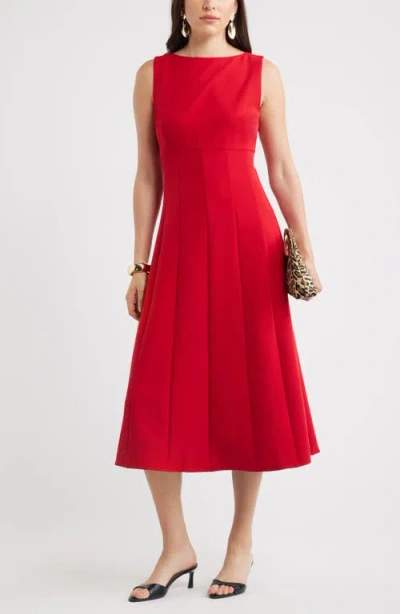 Chelsea28 Bateau Neck Seamed Midi Dress In Red
