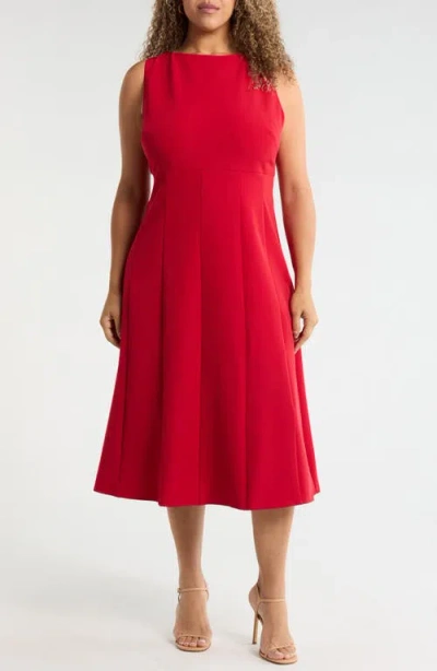 Chelsea28 Bateau Neck Seamed Midi Dress In Red
