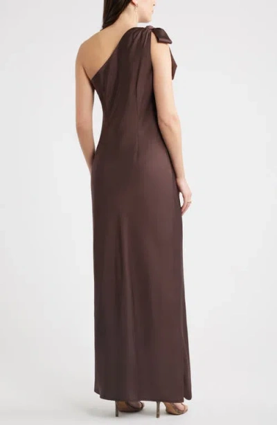 Chelsea28 Bow One-shoulder Maxi Dress In Brown
