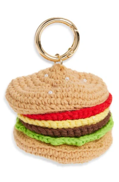 Chelsea28 Burger & Faux Pearl Crochet Bag Charm In Brown