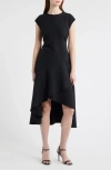 Chelsea28 Cap Sleeve High Low Midi Dress In Black