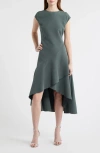 Chelsea28 Cap Sleeve High Low Midi Dress In Green