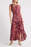 Chelsea28 Cascading Off The Shoulder Evening Dress In Multi