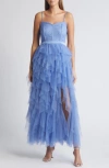 Chelsea28 Corset Lace & Tulle Gown In Blue Hydrangea
