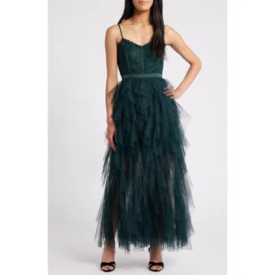 Chelsea28 Corset Lace & Tulle Gown In Green Ponderosa