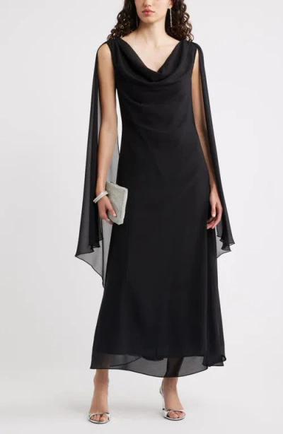 Chelsea28 Cowl Neck Maxi Cape Dress In Black