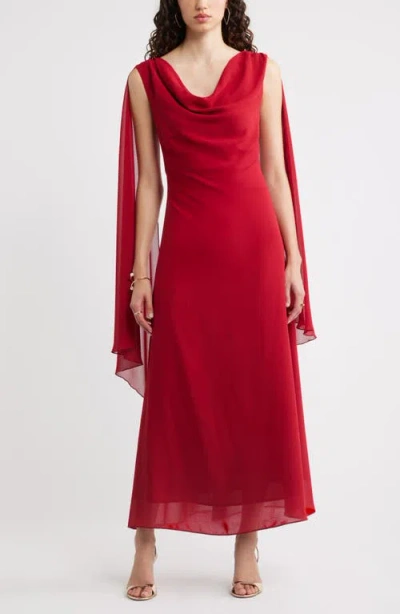 Chelsea28 Cowl Neck Maxi Cape Dress In Red