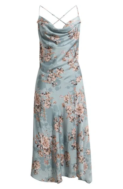 Chelsea28 Cowl Neck Seamed Satin Midi Dress In Pink