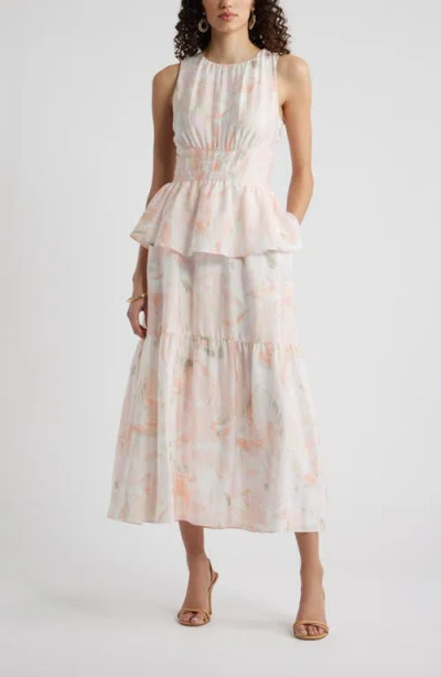 Chelsea28 Crewneck Seamed Waist Maxi Dress In White