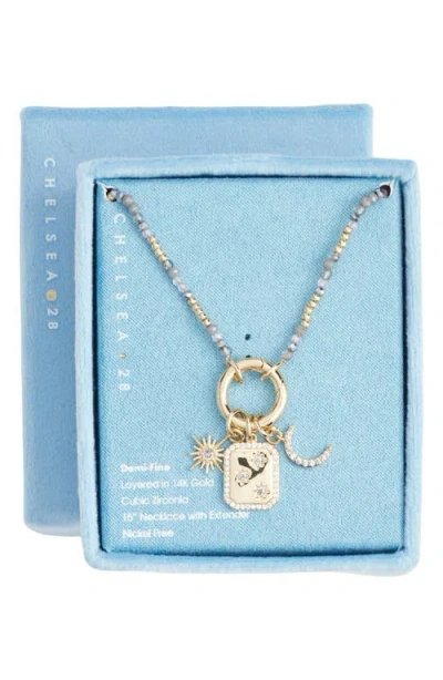 Chelsea28 Demi Fine Cubic Zirconia Bead Star Charm Necklace In Gold