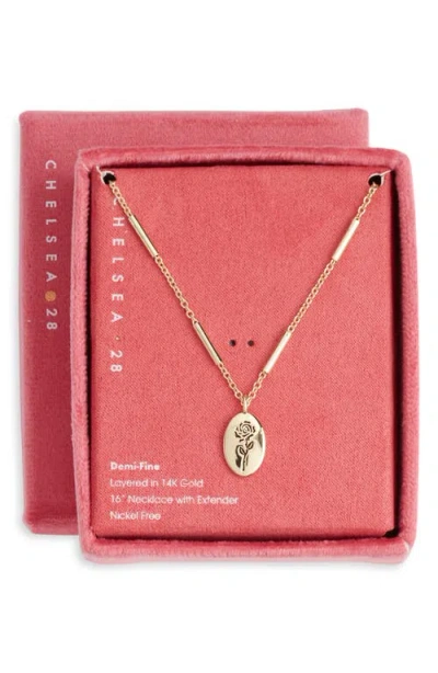 Chelsea28 Demi Fine Etched Flower Pendant Necklace In Gold