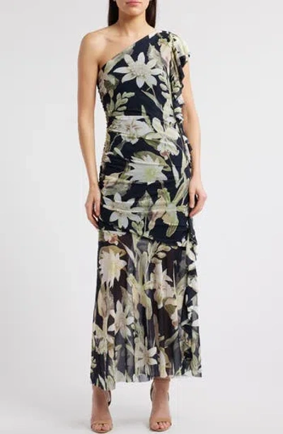 Chelsea28 Drape Ruffle One-shoulder Maxi Dress In Green