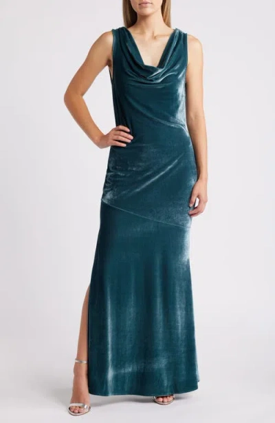 Chelsea28 Drape Velvet Dress In Green Ponderosa