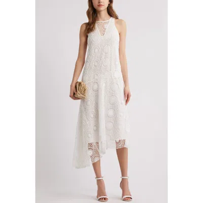 Chelsea28 Embroidered Lace Midi Dress In White