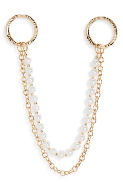 Chelsea28 Faux Pearl Chain Swag Bag Charm In Gold