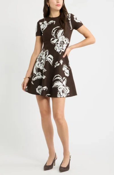 Chelsea28 Fit & Flare Sweater Dress In Brown