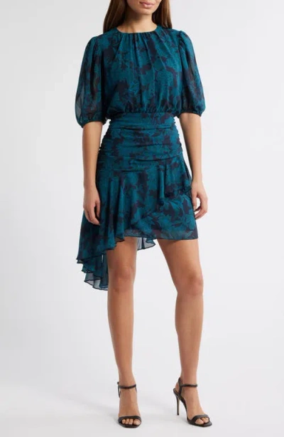 Chelsea28 Floral Asymmetric Ruffle Chiffon Dress In Pattern