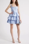 Chelsea28 Floral Brocade Tiered Minidress