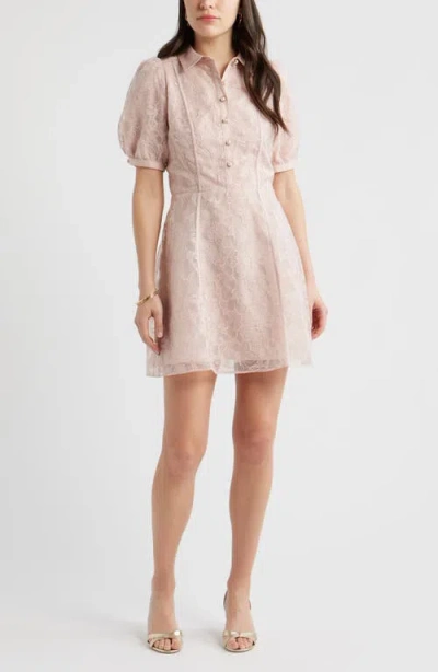 Chelsea28 Floral Embroidered Puff Sleeve Minidress In Pink