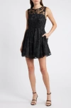 Chelsea28 Floral Lace Fit & Flare Dress In Black