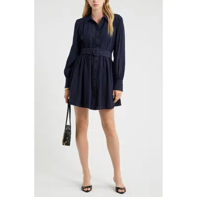 Chelsea28 Floral Lace Inset Belted Mini Shirtdress In Blue