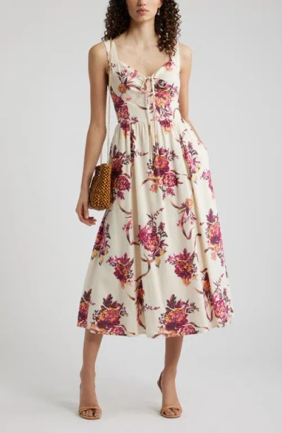 Chelsea28 Floral Midi Dress In White