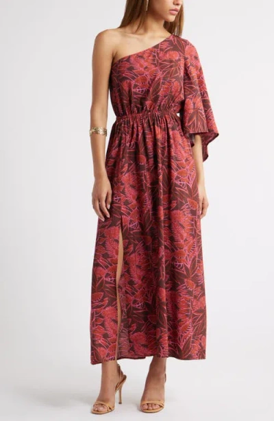 Chelsea28 Floral One-shoulder Maxi Dress In Red
