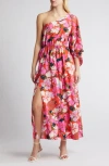 Chelsea28 Floral One-shoulder Maxi Dress In Red G- Beige Lena Graphic
