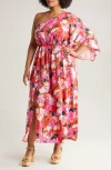 Chelsea28 Floral One-shoulder Maxi Dress In Red G- Beige Lena Graphic