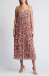 Chelsea28 Floral Pleated Sundress In Black- Pink Tia Tropic