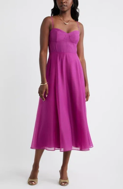 Chelsea28 Floral Polka Dot Seamed Bodice Cocktail Dress In Pink