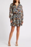 CHELSEA28 CHELSEA28 FLORAL PRINT LONG SLEEVE CHIFFON DRESS