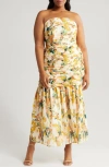 CHELSEA28 FLORAL PRINT RUCHED MAXI DRESS